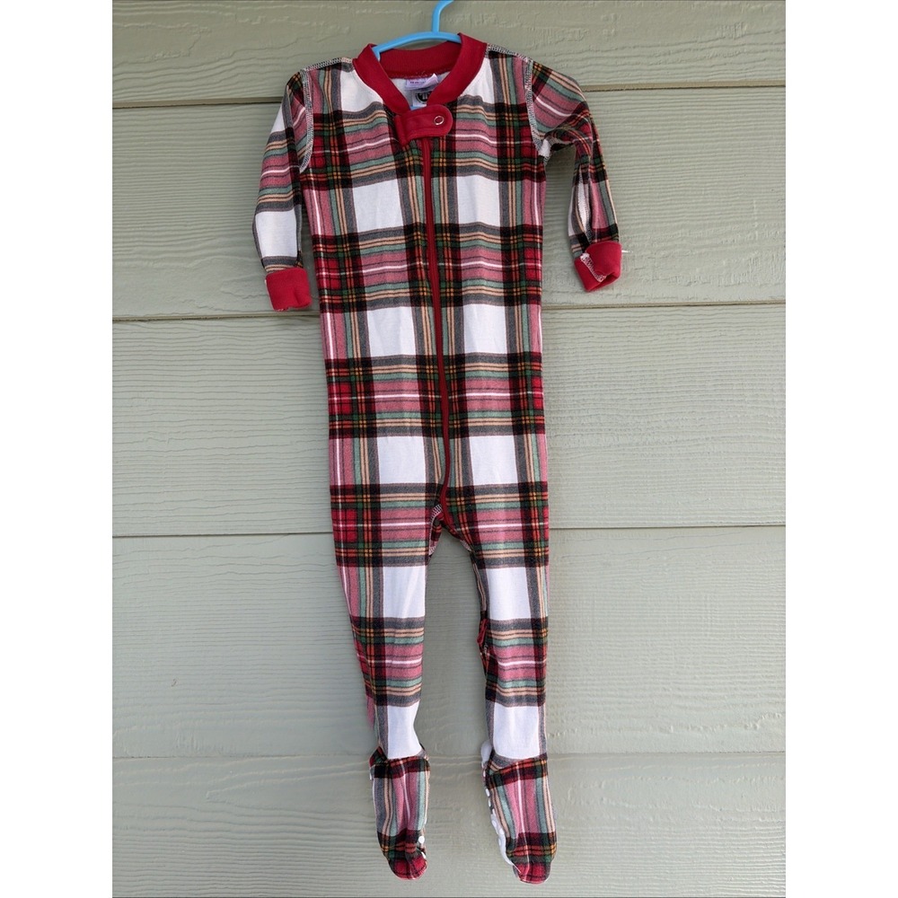 Hanna Andersson Holiday Christmas Plaid 1pc Outfit Footie Unisex Toddler 12-18M